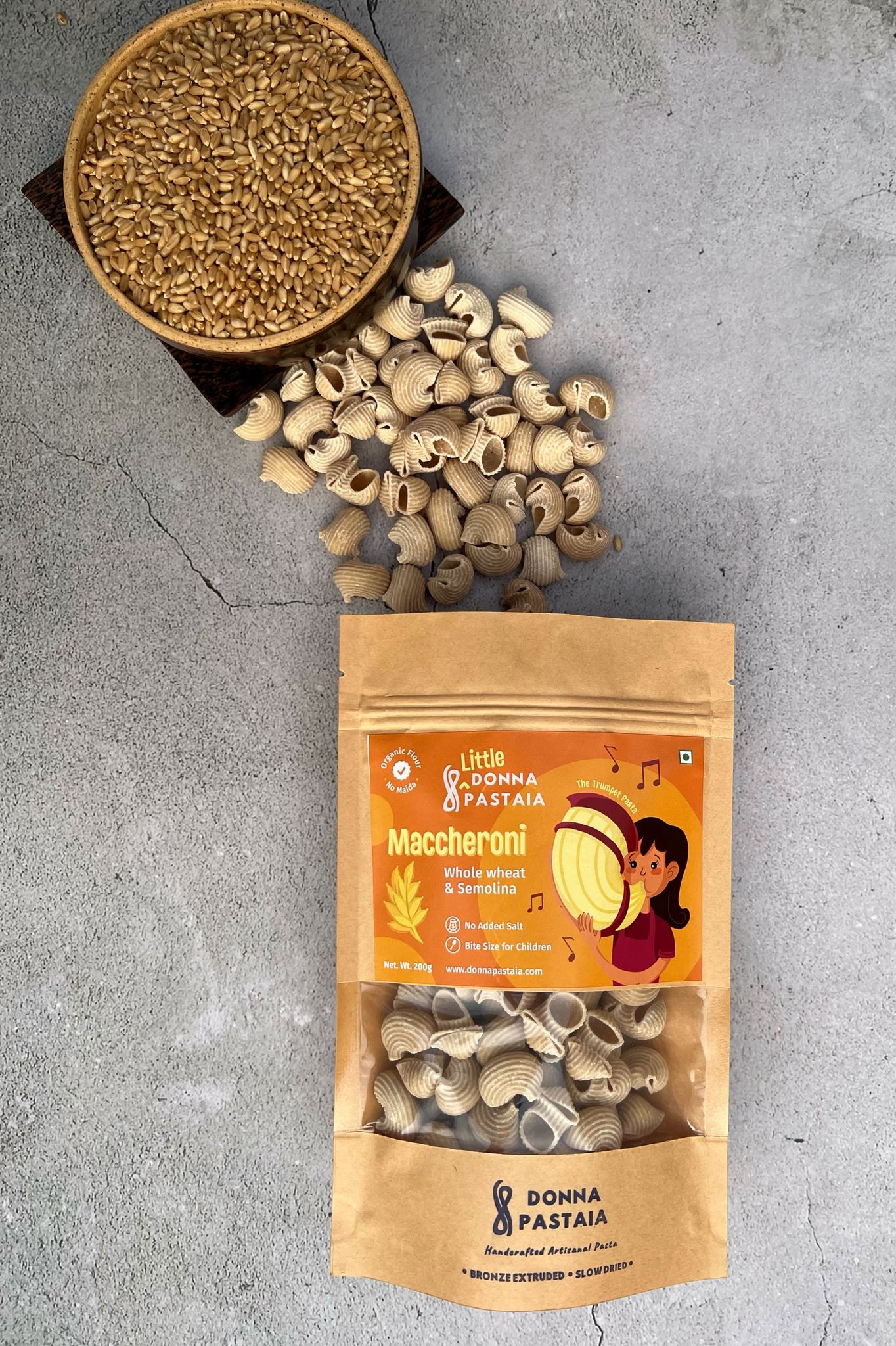 Donna Pastaia Artisanal Kids Wholewheat Maccheroni Mini Pasta | Kids Range in Fun Shapes
