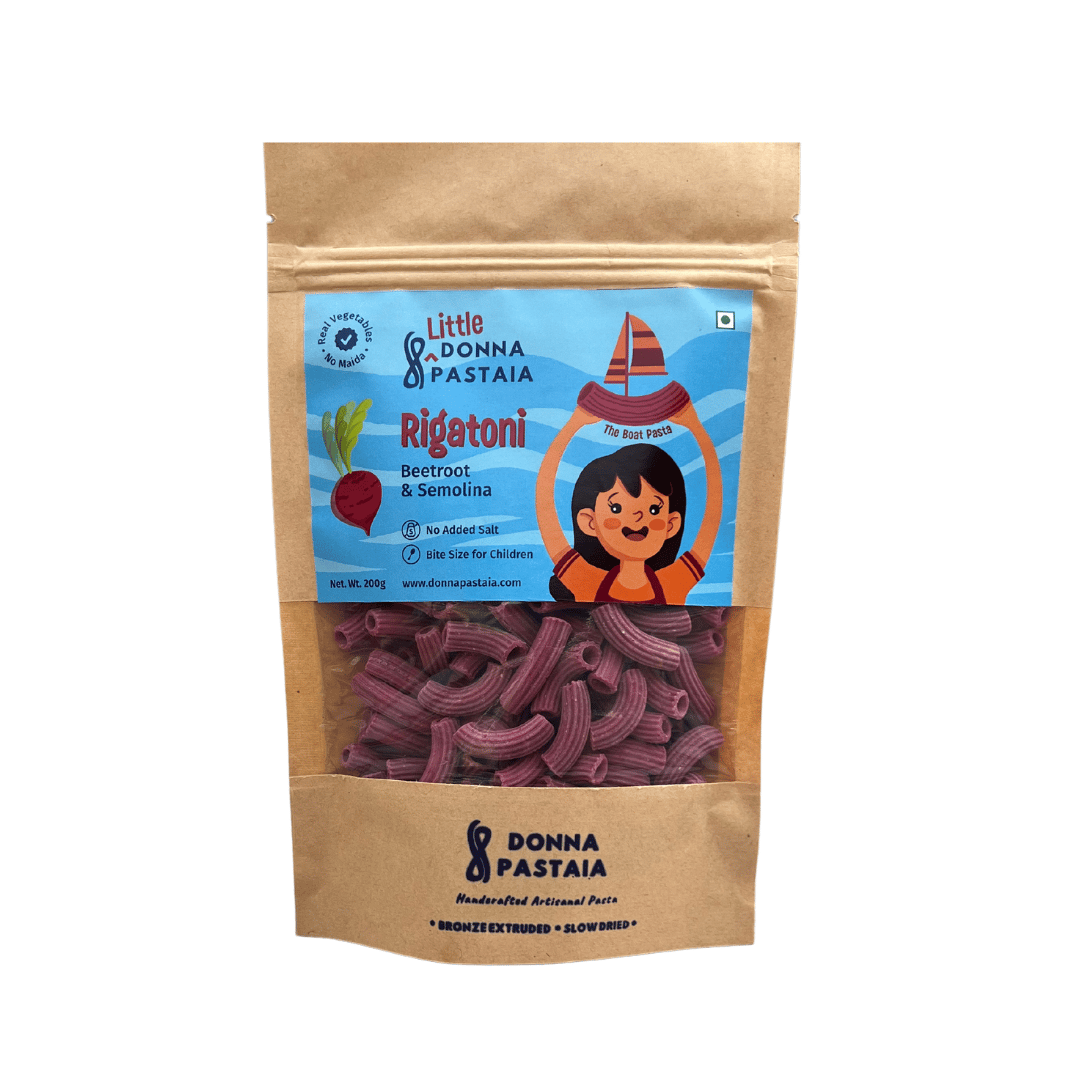 Donna Pastaia Artisanal Kids Beetroot and Semolina Rigatoni Mini Pasta