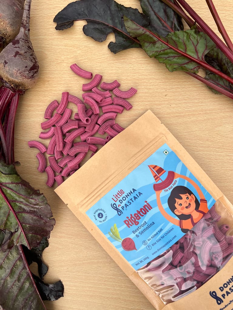 Donna Pastaia Artisanal Kids Beetroot and Semolina Rigatoni Mini Pasta