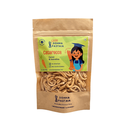 Donna Pastaia Artisanal Kids Carrot and Semolina Casarecce Mini Pasta | Kids Range in Fun Shapes