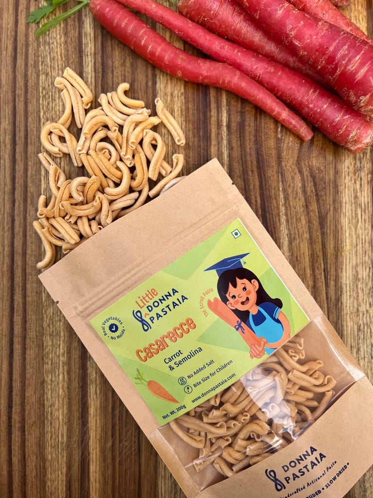 Donna Pastaia Artisanal Kids Carrot and Semolina Casarecce Mini Pasta | Kids Range in Fun Shapes