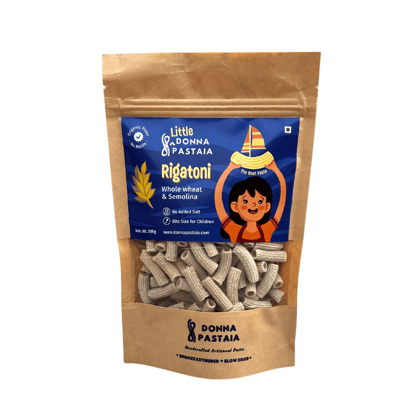 Donna Pastaia Artisanal Kids Wholewheat and Semolina Rigatoni Mini Pasta | Kids Range in Fun Shapes