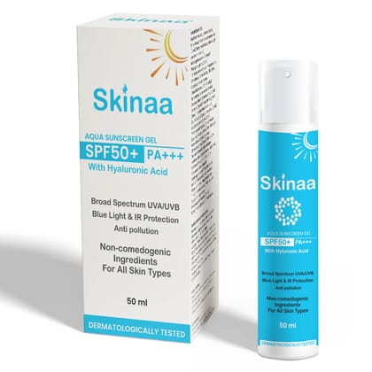 SKINAA Aqua Sunscreen SPF 50+ PA+++ | For All Skin Types of Women and Men | Broad Spectrum UVA/UVB, Blue Light & IR Protection | Anti Aging, Anti Pollution | Sunscreen UV Protection 50ml