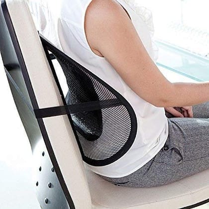URBAN CREW Ventilation Back Rest with Lumbar Support Mesh Cushion Pad, Universal Back Lumbar Support Chairs for Office Chair, Car, Seat to Relieve Pain (Nylon, Black, Pack of 1)