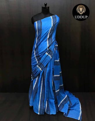 Blue Borderless Mul Cotton Saree