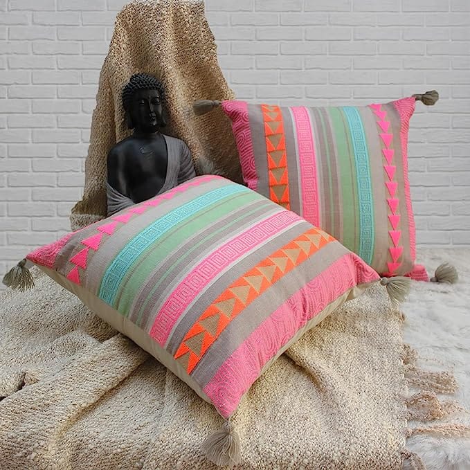 Dekor World Estrea Colourful Collection Cushion Cover (Multi Colour, 12x12 Inches or 30x30 cm) for Living Room and Bed Room