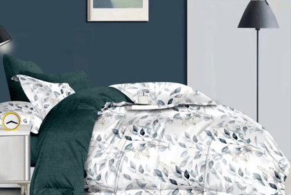 Cotton Over The Topo Cover Set-Green-GARNET XL 3 PC SET 1 Bedsheet 275 X 275 cms, 2 Pillow Covers 46 X 69 cms.