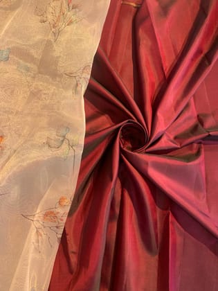 Navasaarigai Handloom Raw Silk Fabric for Women Unsittched Kurtis/Salwar Shawl Material 1 Meter -Red color