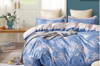 Cotton Over The Topo Cover Set-Thick Blue-GARNET XL 3 PC SET 1 Bedsheet 275 X 275 cms, 2 Pillow Covers 46 X 69 cms.