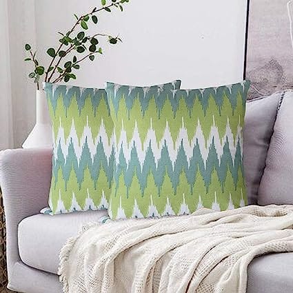 Dekor World 2 Piece Small Cotton Printed Ternion Collection Cushion Cover-for Living Room and Bedroom (Green, Sham: 60x60cm or 24x24 Inches)