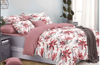 Cotton Over The Topo Cover Set-Pink-GARNET XL 3 PC SET 1 Bedsheet 275 X 275 cms, 2 Pillow Covers 46 X 69 cms.