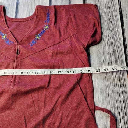 Light Embroidery work Plane Hosiery Nighty for Women