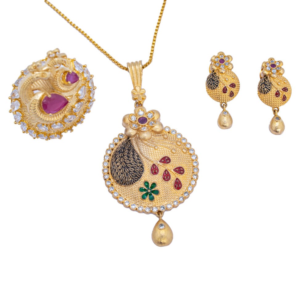 Pendant & Finger ring combo | Golden plated | Jewelery combo for girls & women
