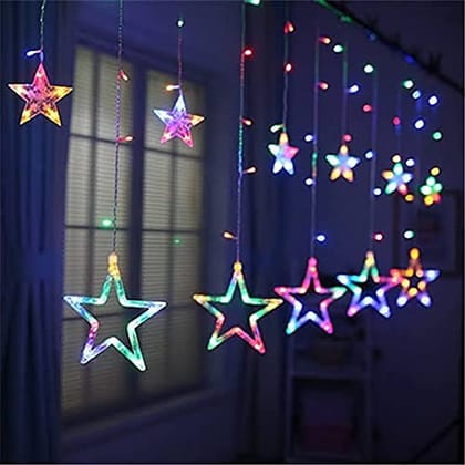 DAYBETTER� Star Curtain Led Lights 12 Stars,138 String Led Light 2.5 Meter for Christmas Decoration-Strip Led Light for Party Birthday Valentine Rooms Decor-Christmas (Multi) | VD-C-29