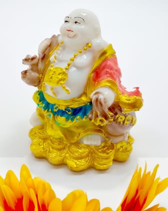 ZURU BUNCH Laughing Buddha Home Decoration Items Wealth & Good Luck, Small Size Height 13cm for Office Decor, Home Decoration