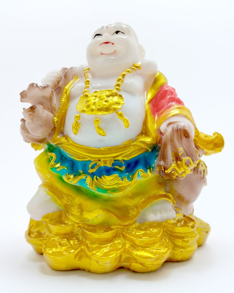 ZURU BUNCH Laughing Buddha Home Decoration Items Wealth & Good Luck, Small Size Height 13cm for Office Decor, Home Decoration