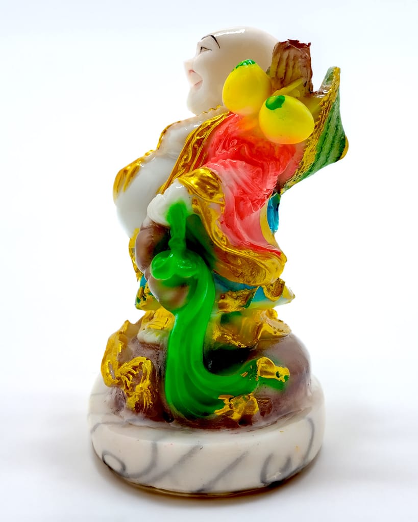 ZURU BUNCH 17cm Resin Joyful Prosperity Buddha Idol with Lucky Coin for Happiness and Abundance - Feng Shui Home Decor and Good Luck Charm (Pack of 1)