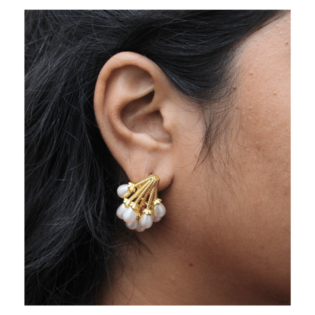 Ear stud|| pearl earrig ||| golden plated || for girls and woaman || party wear