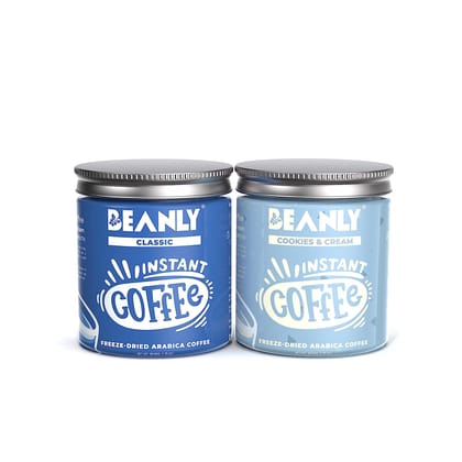 Beanly Instant Coffee Combo Pack of Classic & Cookies & Cream