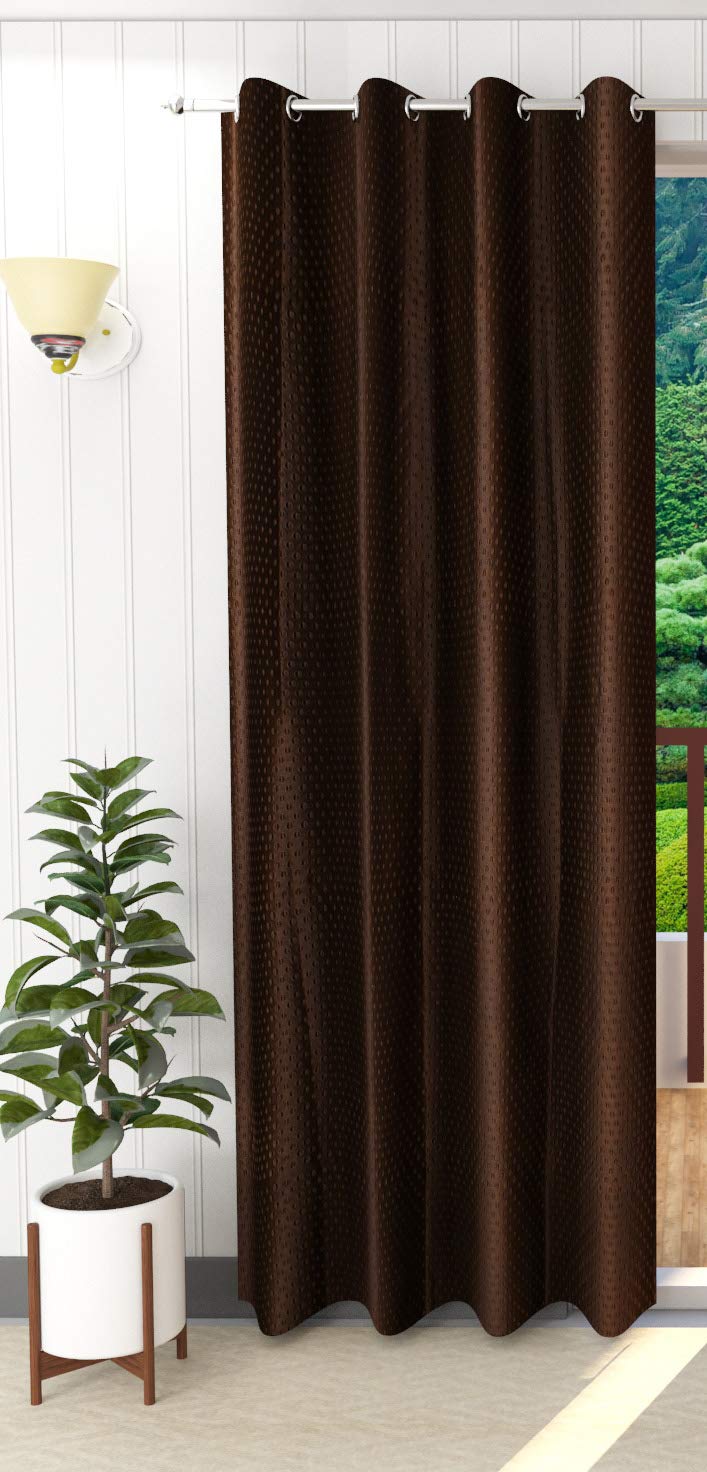 K 2 6 Creations - 1 Piece Polyester Fancy DOTT Punch Curtain for Window (4 x 5 Feet Brown)