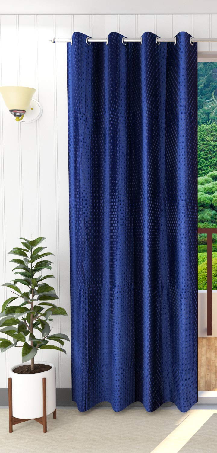 K 2 6 Creations -1 Piece Polyester Fancy DOTT Punch Curtain for Window (4 x 5 Feet Navy Blue)