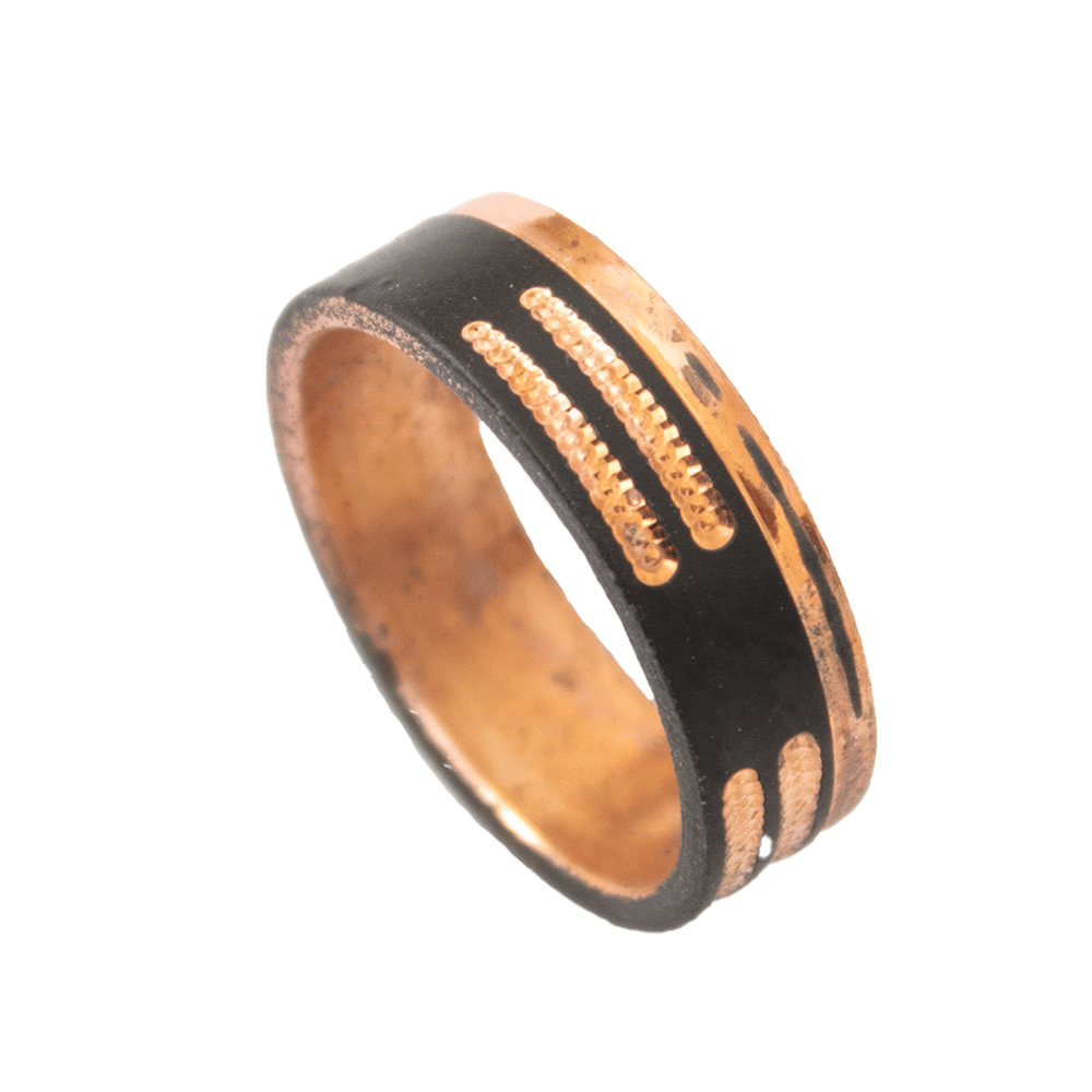 ZEELLO Ring for mens stainless steel black and rose gold plated ring for daily wear, gift for brother,boyfriend