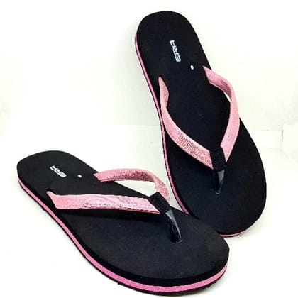 ERA Women's Casual Flip-Flop Slippers Comfortable Indoor and Outdoor Footwear Sunshine (Pink & Black)
