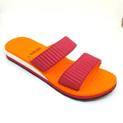 ERA Women's Casual Flip-Flop Slippers Comfortable Indoor and Outdoor Footwear (Candy Red & Orange)