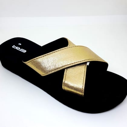ERA Textured Open-Toe Platforms Fancy Golden (Black and Gold)