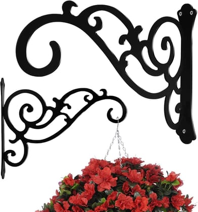 Tusmad Hanging Plant Bracket 7" x 7.5" -Inch,Wall Hook Hanging Plant Brackets,Black Iron Plants Indoor/Outdoor Planter Hangers Hooks,for Hanging Lanterns,Bird Feeders,Wind Chimes,Planters