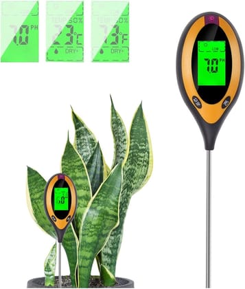 Supremo Aldo Soil Tester 4 in 1 PH Meter, Digital Soil PH Meter 4 in 1 Moisture Gardening Water Soil Testing Machine with Sensor Prob, LCD Display for Sunlight Temperature, Home and Garden Plants