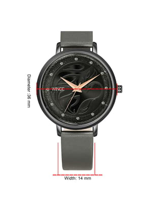 WINCE Analog Functioning Stainless Steel Strap Leather Wrist Watch for Women in Color Dark Grey MF68-0007