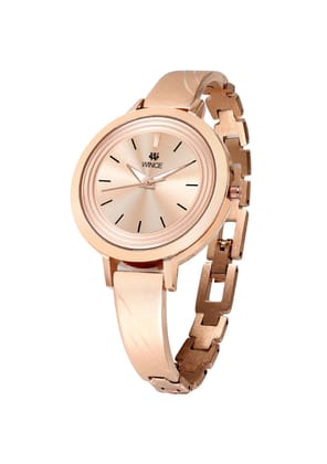 WINCE Analog Functioning Stainless Steel Chain Wrist Watch for Women in Color Rose Gold MF68-0013