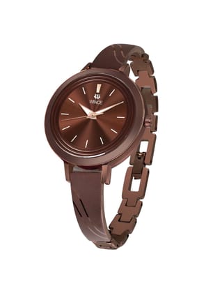 WINCE Analog Wrist Watch for Women Leather Strap Brown MF68-0014
