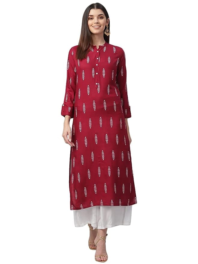 Nesara Printed Rayon Slub Women's Kurta