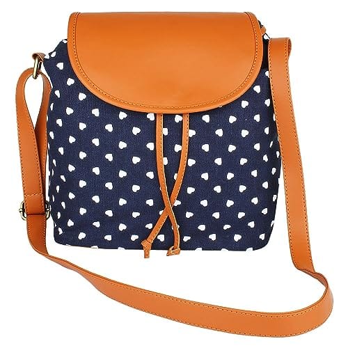 Lychee Bags Women Canvas Printed Blue-Tan Sling and Black Sling Bag