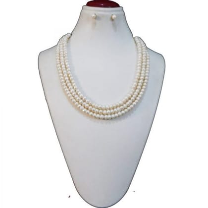 3 LINE REAL PEARL CHOKER NECKLACE