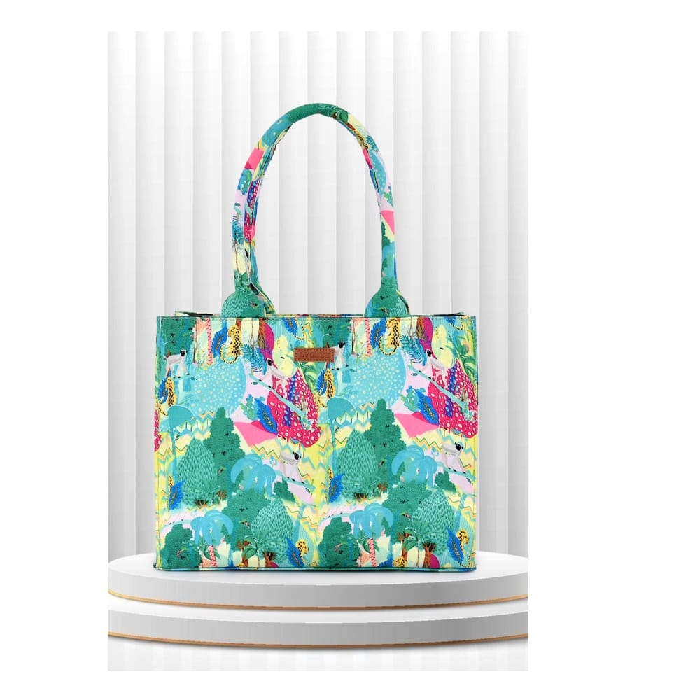 Lychee bags Women Printed Canvas green Tote Bag - Handbags | Buy online on ZillyBuy