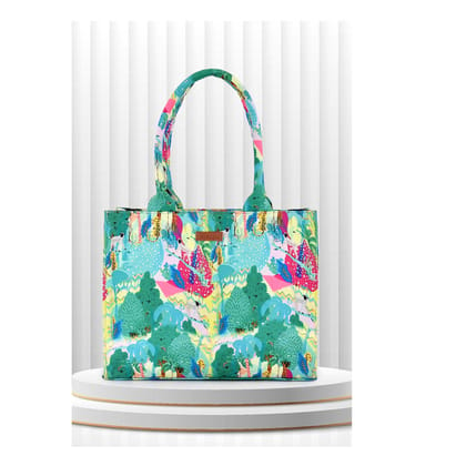 Lychee bags Women Printed Canvas green Tote Bag