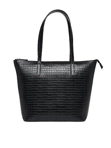 Lychee Bags Women Pu Black Croco Finish Tote Bag ( Black)