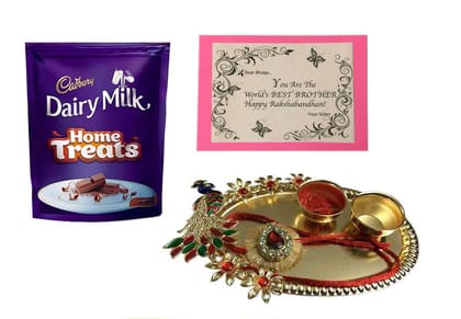 Loops n Knots Rakhi for Brother with Card, Chocolates & Roli Tika for Rakashabandhan (Pl16089)