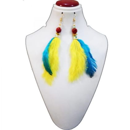 FANCY BIRDS FEATHERS AND GLASS BEADS EARRINGS