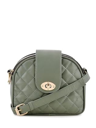 Lychee bags Women Pu Quilted Green Sling Bag ( green )