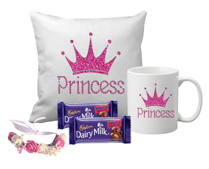 LOOPS N KNOTS Cushion & Mug Combo for Girls - Perfect Gift for Rakhi, Birthday, Christmas, Diwali, and More