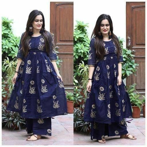 Indian Stylish Sleeveless Floral Print Anarkali Design Kurti with extra  sleeves attached inside