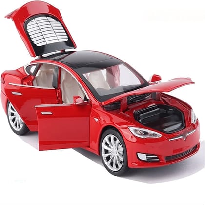 KTRS ENTERPRISE 1/32 For Tesla For Model S For P100D Alloy Die-Cast Model Toy Car 6 Door Sound Light Pull Back Boy Toy Vehicle