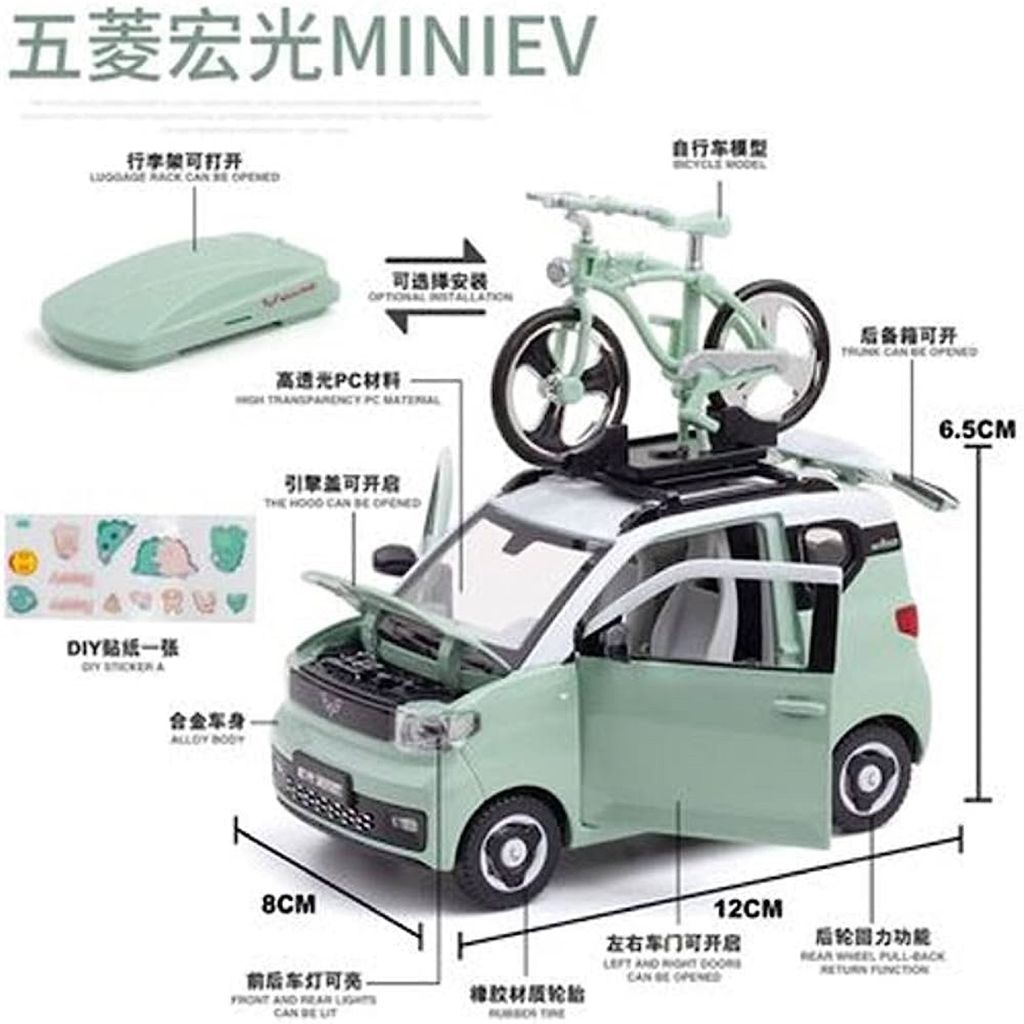 KTRS ENTERPRISE 1:24 for W-LHG Mini EV with Bicycle  Alloy Diecast Model Vehicle Sound Light Gift Collection Lovely 1:16 Scale 4WD Simulation LED Truck Decoration - Toys and Games | Buy online on ZillyBuy