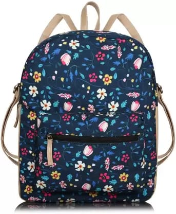 Lychee bags Women Printed Canvas Combo of Blue Backpack And Sling Bag