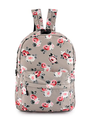 Lychee bags Women Beige Floral Printed Backpack