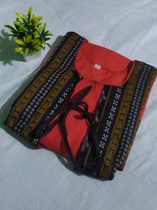 Sambalpuri pure cotton Top, Red & black combination  (girls) Size - 36 (page of 1)